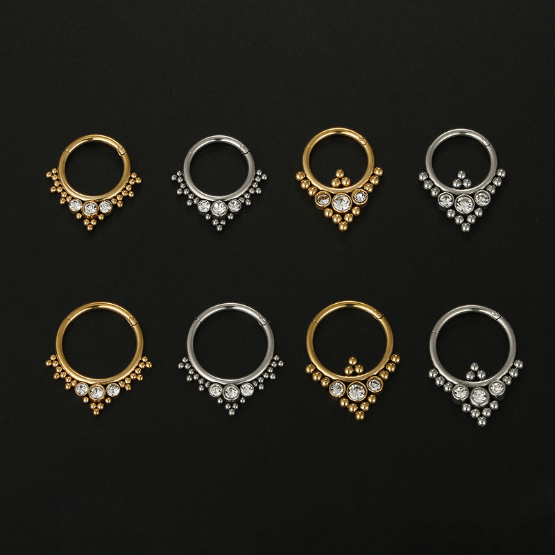 Simple Style Round Stainless Steel Inlay Rhinestones Nose Ring display picture 2