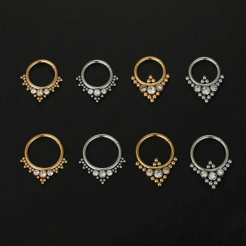 Daily Occasion 316L Stainless Steel Material 1 Piece 316L Stainless Steel Zircon Nose Rings & Studs Round Waterproof Non Tarnish Surgical Steel Nose Rings & Studs