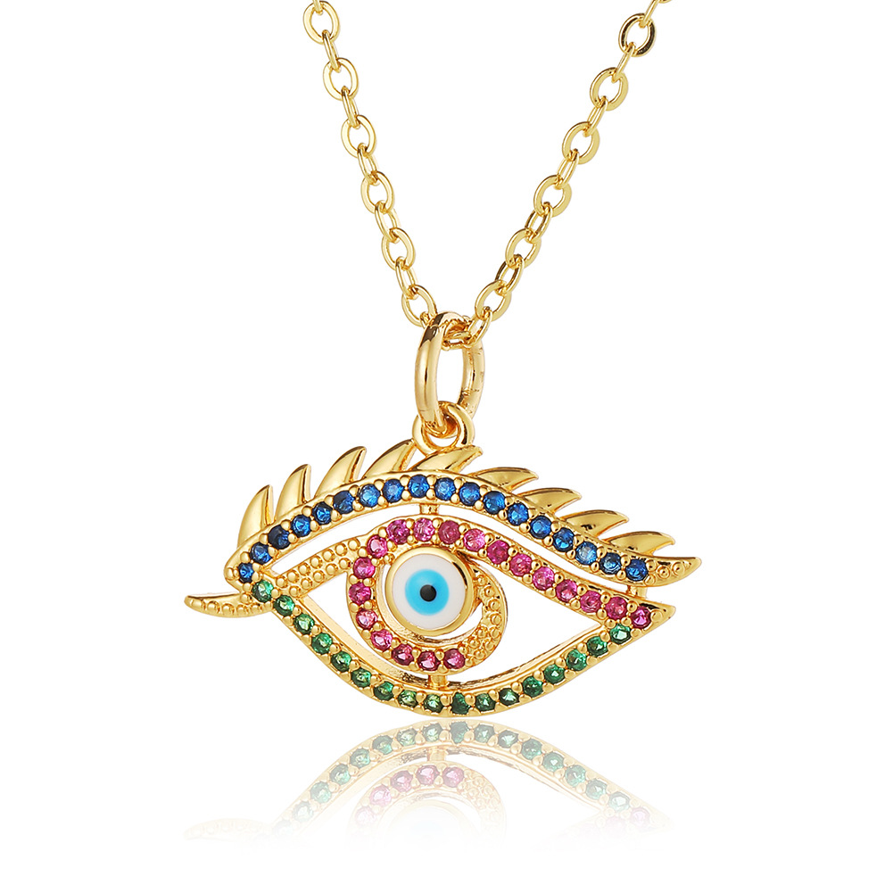 Fashion Devilu0027S Eye Copper Plating Chain Zircon Pendant Necklace 1 Piece