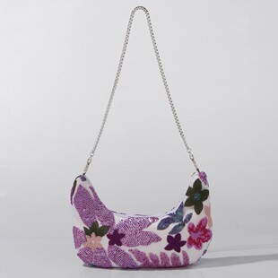 Cross-Border New Sequin Embroidered Floral Evening Bag Shoulder Bag Elegant Women's Bag European and American Fashion Trendy Crossbody Bag