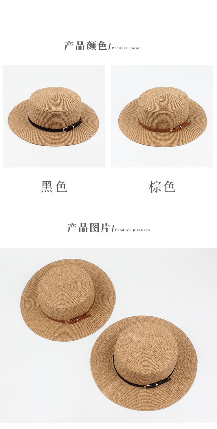 Fashion Sunshade Sunscreen Short Brim Flat-top Straw Hat Wholesale display picture 2