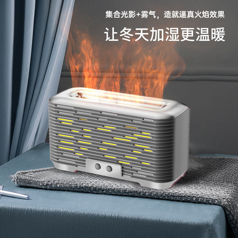 アロマディフューザー 車 USB 超音波アトマイザー ナイトライト付き 炎アロマ加湿器 家庭用 サイレント 大容量|undefined