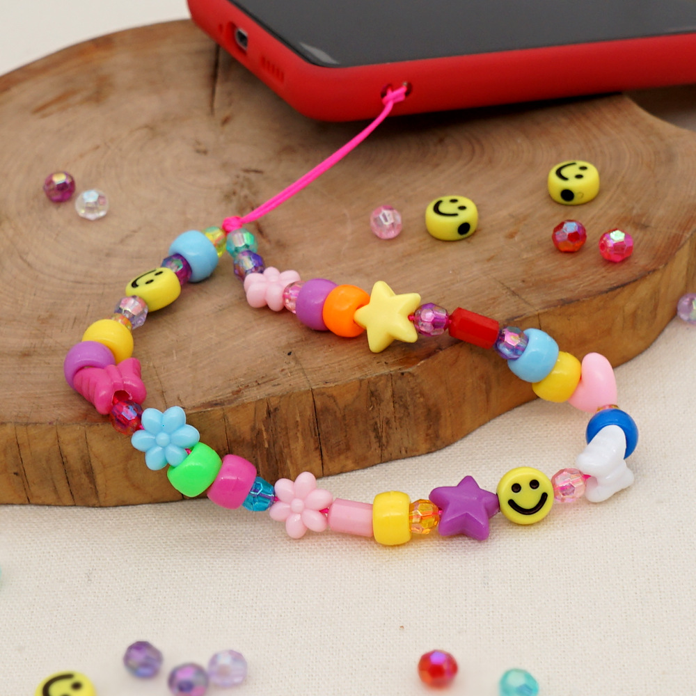 Korean cartoon mixed beads candy color mobile phone chainpicture2