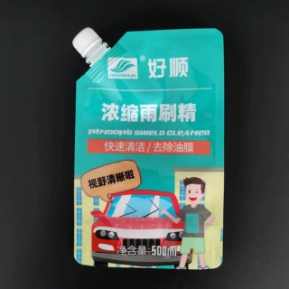 定制汽车玻璃水自立吸嘴袋 500ml消毒液补充自立包装袋