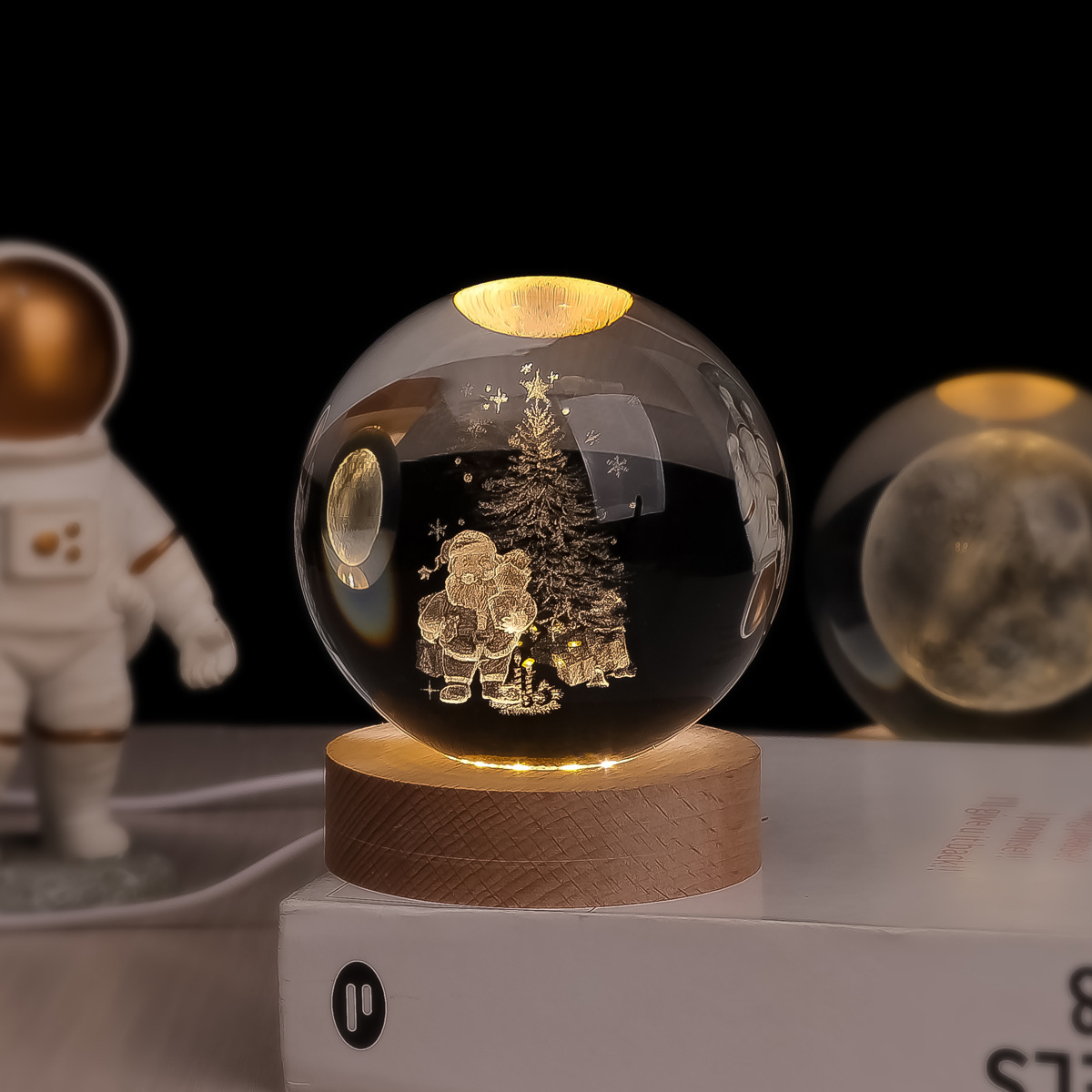 Lámpara Nocturna de Bola de Cristal 3D de Cristal Blanco, Grabado 3D e Iluminación LED, para Decoración y Regalo de Cumpleaños image 9