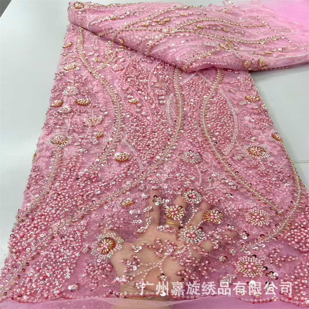 Europa, América y África nuevos tubos de perlas sequin bordado vestido de boda tela de encaje vestido de boda africano encaje