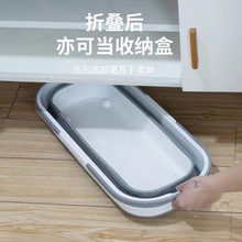 批发可折叠拖把桶大号长方形拖地桶便携式夹缝收纳手提塑料水桶