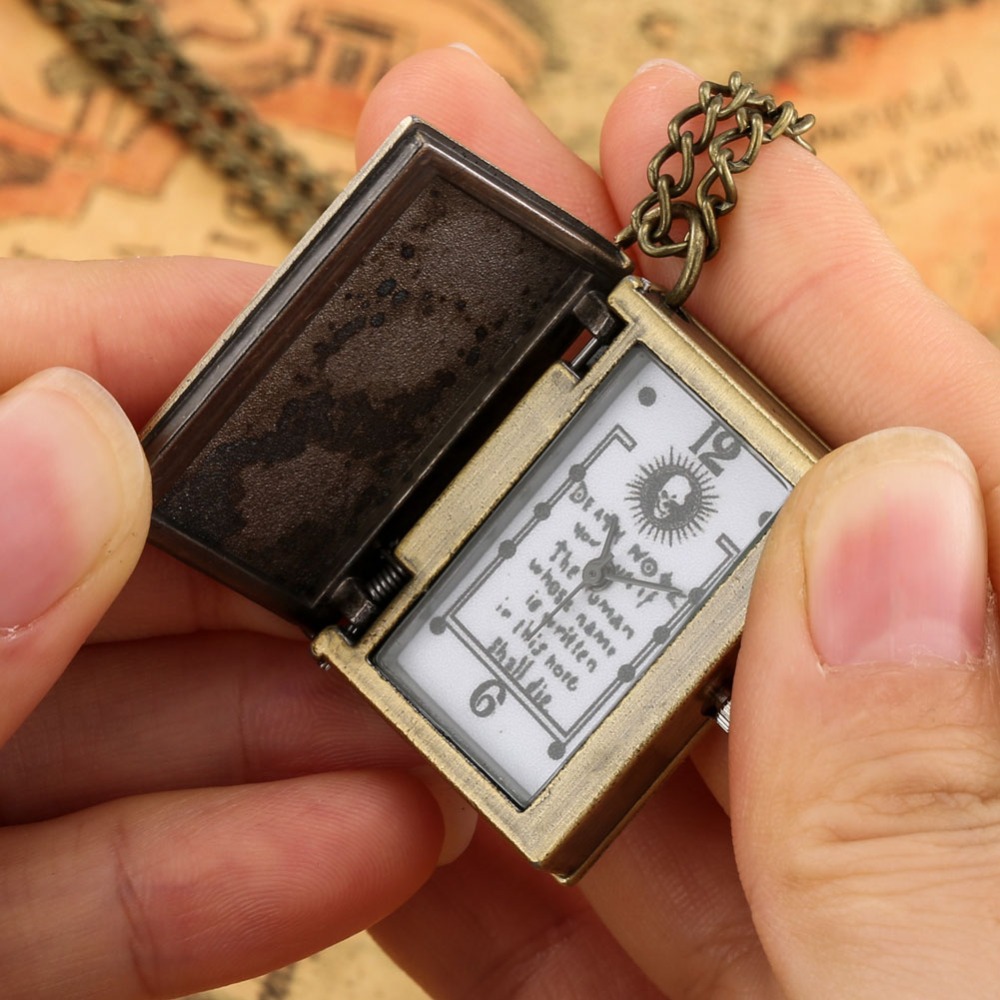 35g Weight Quartz Glass Mirror Material Alloy Strap Material Retro Vintage Style Book Anime Cartoon Alloy Strap Quartz Pocket Watch