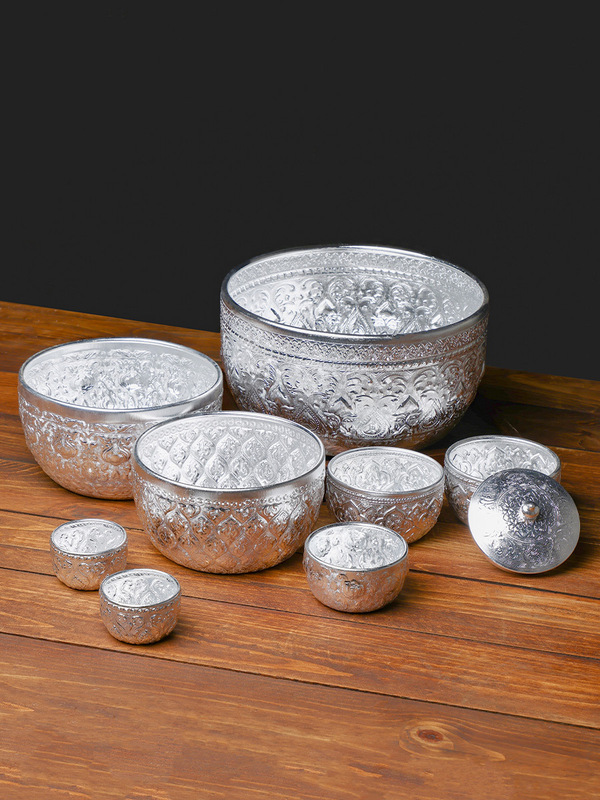 Yiliya Tableware Dai Silver Bowl Restaurant Rice Bowl Thai Tin Bowl Thai Dessert Silver Porridge Small Bowl