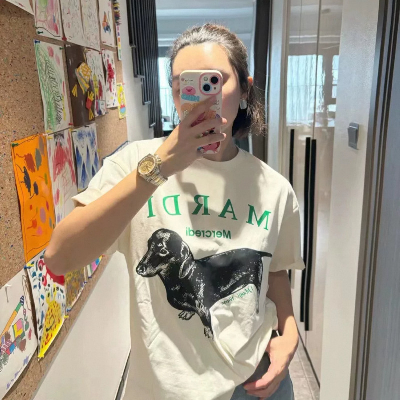 【2025新作】本物のマルディ半袖ゴルフダックスフントフラワーネックレスドッグゴールドハイシルバー同Tシャツ|undefined