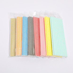 Cross-border New Products Color Wavy Paper Straw Wedding Party Decoration Accessories Disposable Paper Straw