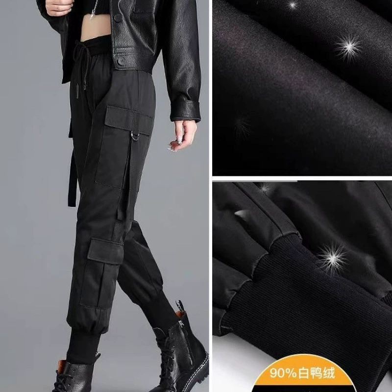 Антисезонная распродажа пуховые брюки женские наружные зимние новые толстые и высокие талии тонкие белые утиные пуховые брюки повседневные теплые штаны