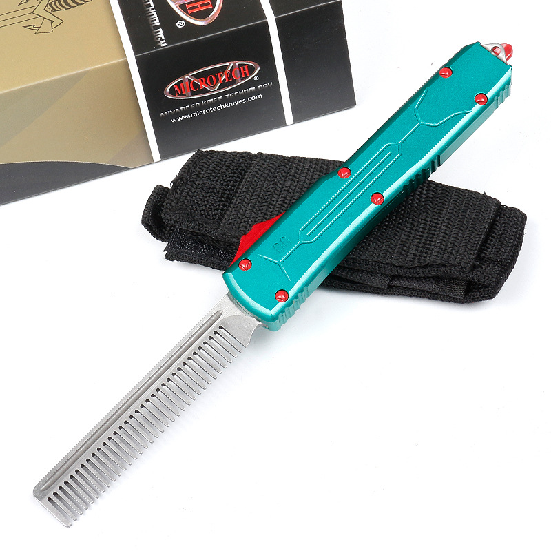 厂家现货5CR13沙光伴拉丝刃梳子户外求生破窗工具宠物收藏梳便携