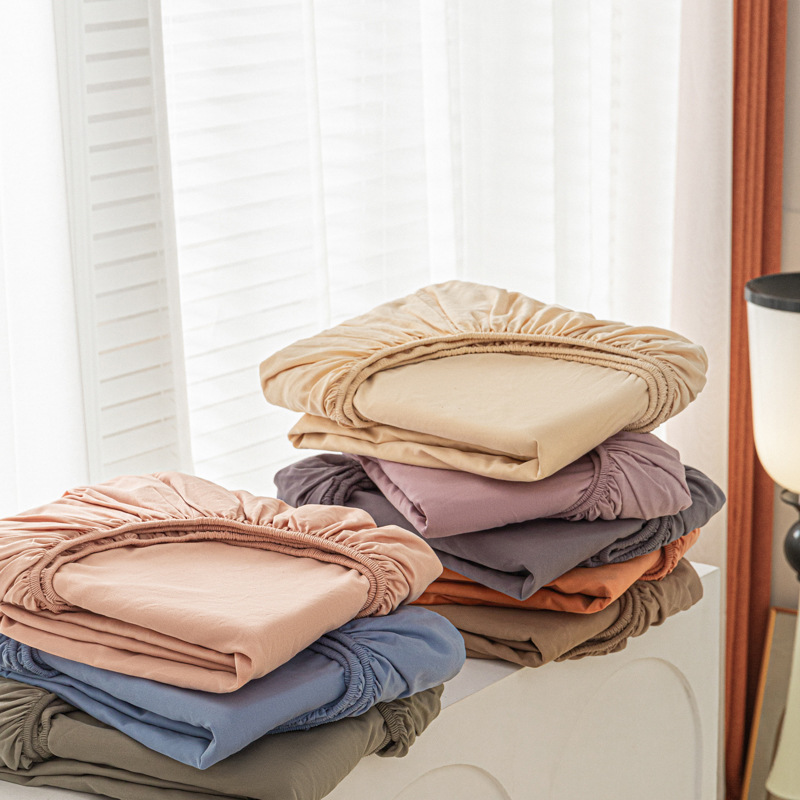 2024 nueva clase A de algodón simple color sólido cepillado de un solo producto funda de cama a prueba de polvo cubierta protectora de colchón todo incluido cuatro