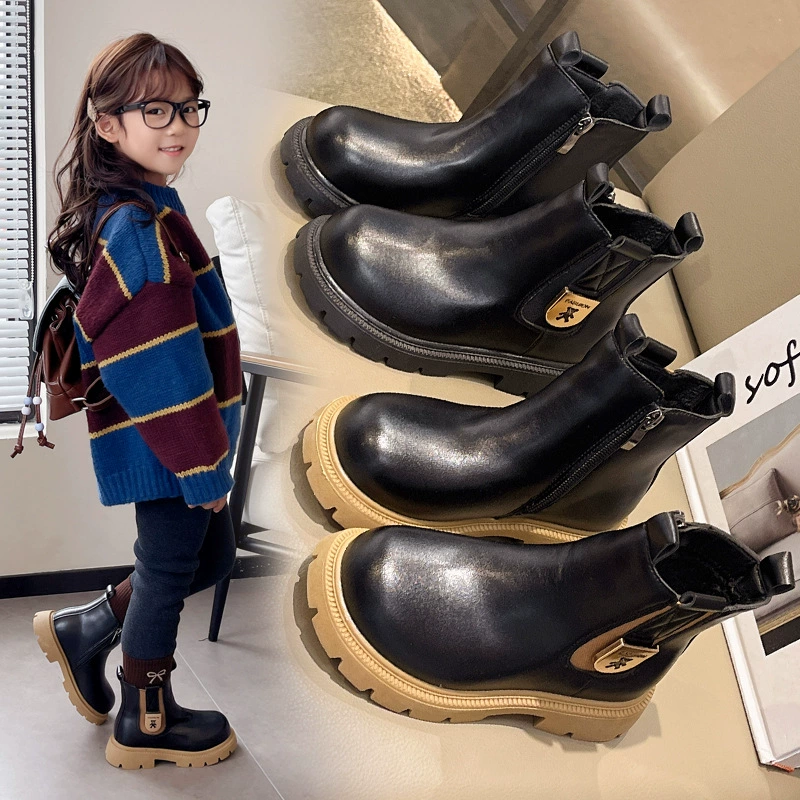 Ботинки для девочек Ботинки Мартинс 2025 осень и зима новые хлопковые ботинки на флисовой подкладке для маленьких девочек детские короткие сапоги принцессы дымоходные сапоги.