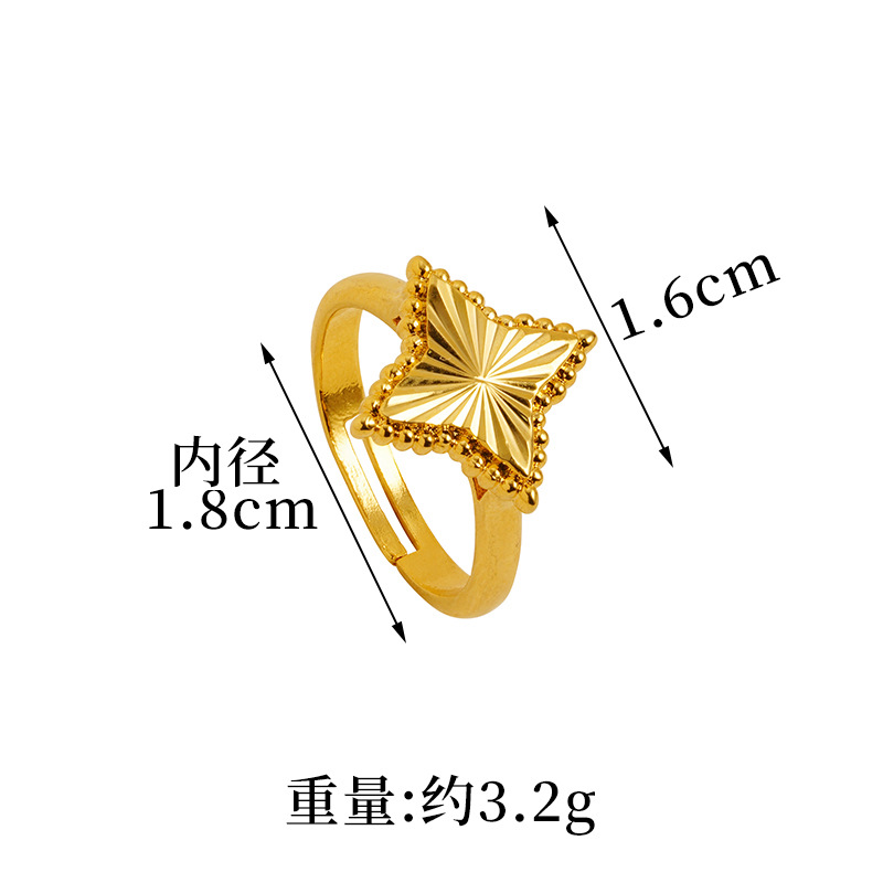 Vietnam oro de arena flores de cuatro estrellas anillo de estriado de ajuste de boca viva dama temperamento de mar China fábrica de viento mayorista