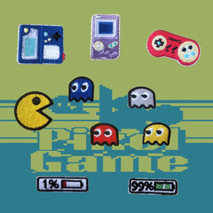 Matching Treasure No. 1 Cartoon Game Element Magic Tape Game Machine Shoes Decorative Self-Adhesive Patch