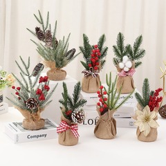 クリスマス装飾松リビングルーム寝室ミニデスクトップ装飾品イベントシーン雰囲気レイアウト模擬松ぼっくり鉢植え