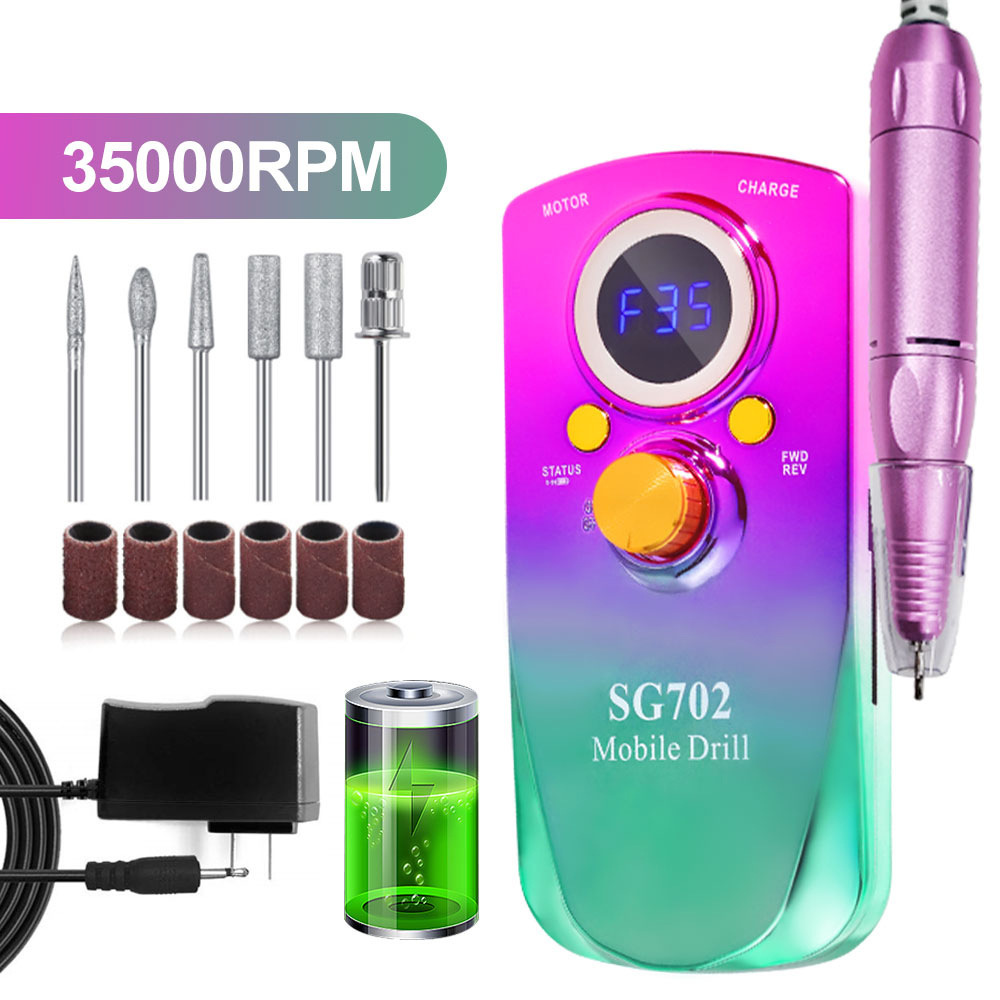 Máquina de manicura portátil, máquina de manicura 35000 rpm, juego de máquina de manicura eléctrica de alta potencia