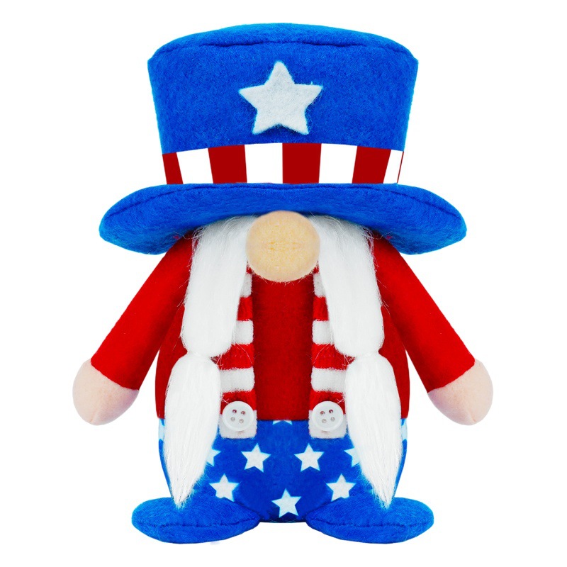 Adornos decorativos del Día de la Independencia de EE. UU. Decoraciones de muñecas sin rostro enano viejo muñeca enano Rudolph