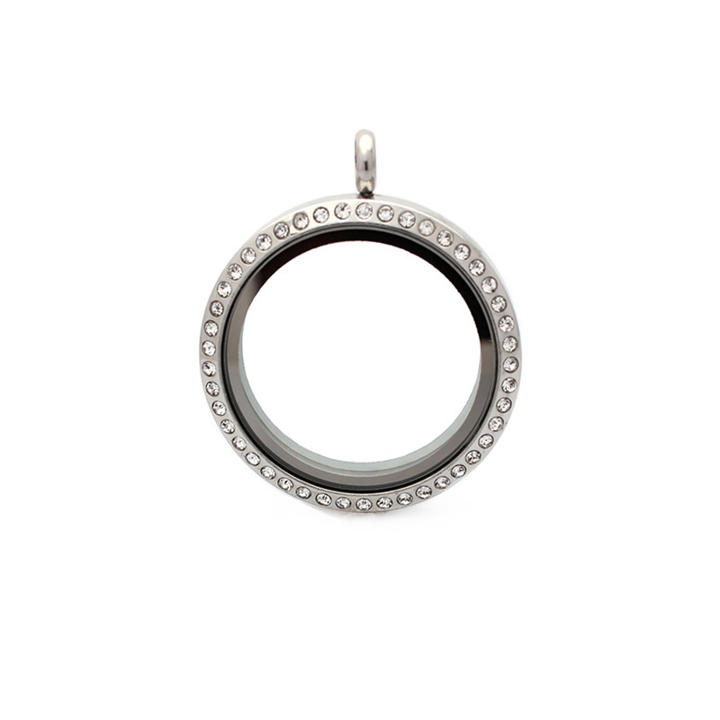 Gawu caja de acero inoxidable redonda de cristal caja de la foto cinabrio COLLAR COLGANTE hombres y mujeres Universal de múltiples tamaños disponibles