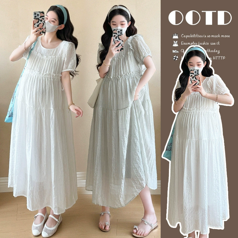 Одежда для беременных, летняя новая юбка для беременных, шифон большого размера, простое свободное модное платье, летняя юбка в корейском стиле