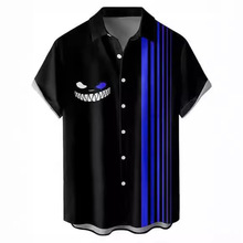 跨境外贸夏季新款大码男士时尚数码印花短袖衬衫源头厂家一件代发