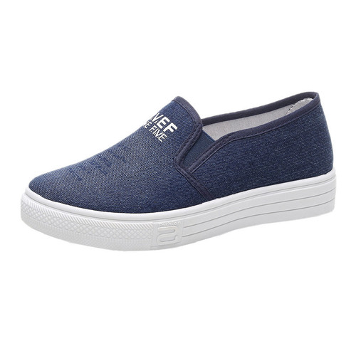 2024 spring beef tendon thick-soled denim shoes for women old Beijing cloth shoes mom student sneakers lazy canvas shoes for women