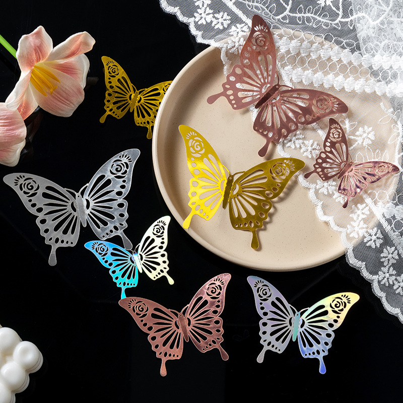 3D estereoscópico mariposa pared decoración de alta sensación autoadhesiva pared decoración de fondo de la casa sala de estar fiestas diseño pegatinas