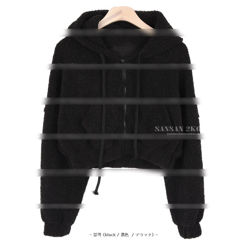 帽子付きのパーカーの女性のジッパー付きのカーディガンの保温とベルベットの韓国のファッションの帽子付きのベルベットのかわいいジッパーのコートの婦人服|undefined