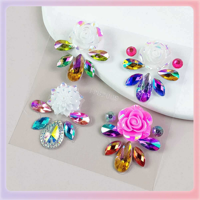 ✅ Eyebrow Diamond Stickers Cross-Border Face Diamonds American Holiday Party Rhinestone Gem Stickers Rainbow Eye Makeup Stage Makeup Tattoo Stickers