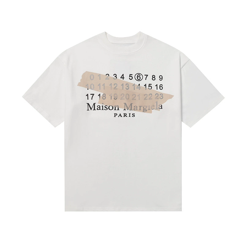 Maison Margiela 24SS коллекция MM6 цифровой узор круглый вырез мужской и женский модный бренд укороченный рукав футболка серия