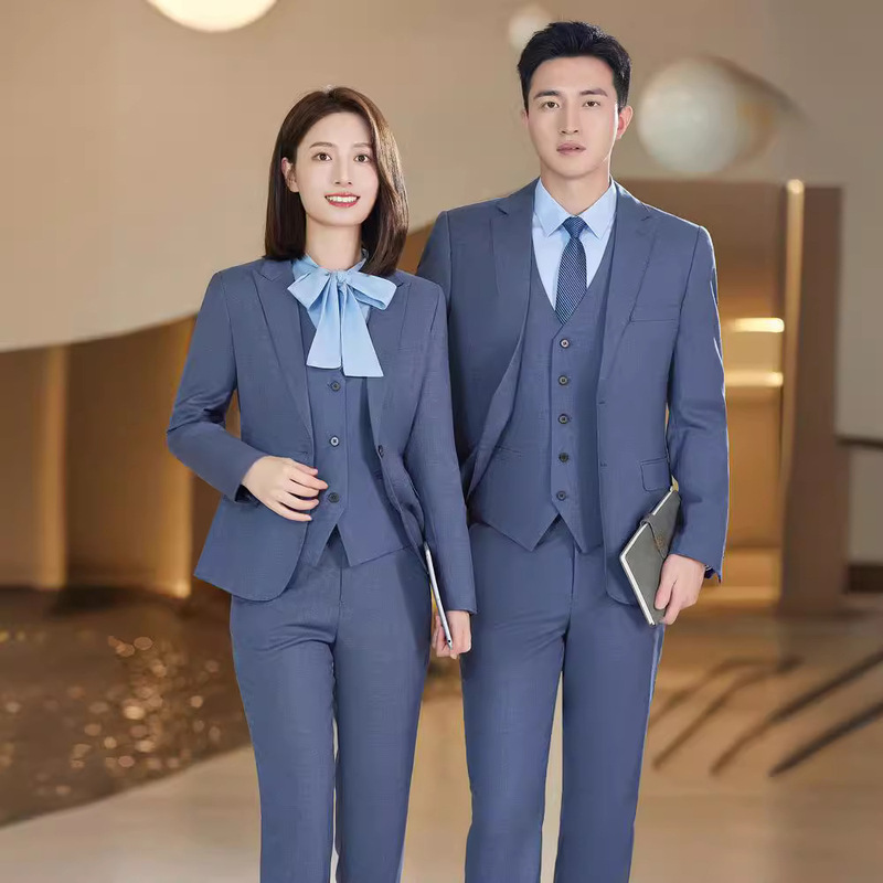 Men's and women's same haze blue suit professional suit BMW BMW 4s shop car sales work clothes leading tooling Men's and women's same haze blue suit professional suit BMW BMW 4s shop car sales work clothes leading tooling