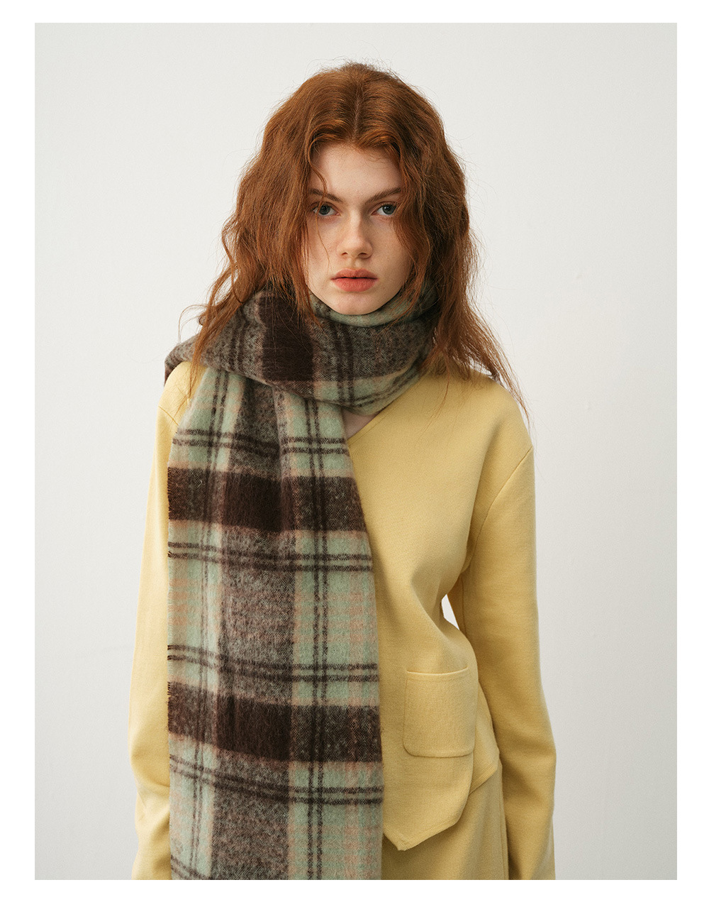Kaschmirschal Kariert Im Retrodesign Für Damen Winterweiches Tuch_voghion.com