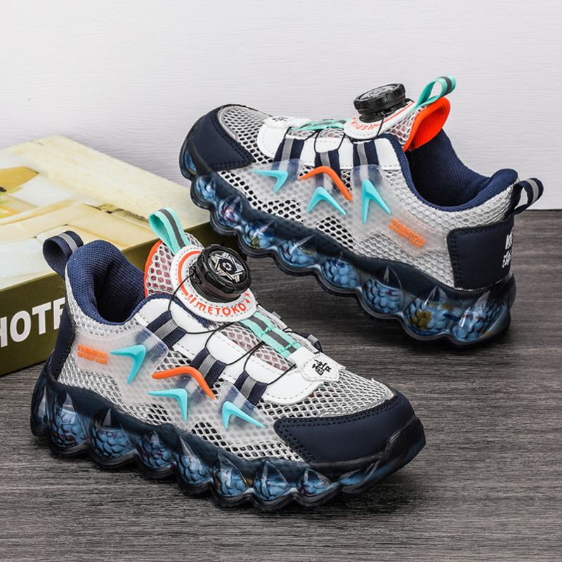 Zapatos para niños 2025 nuevos zapatos deportivos para niños de verano de una sola red, transpirables, antideslizantes y desodorantes, zapatos de red para correr para niños