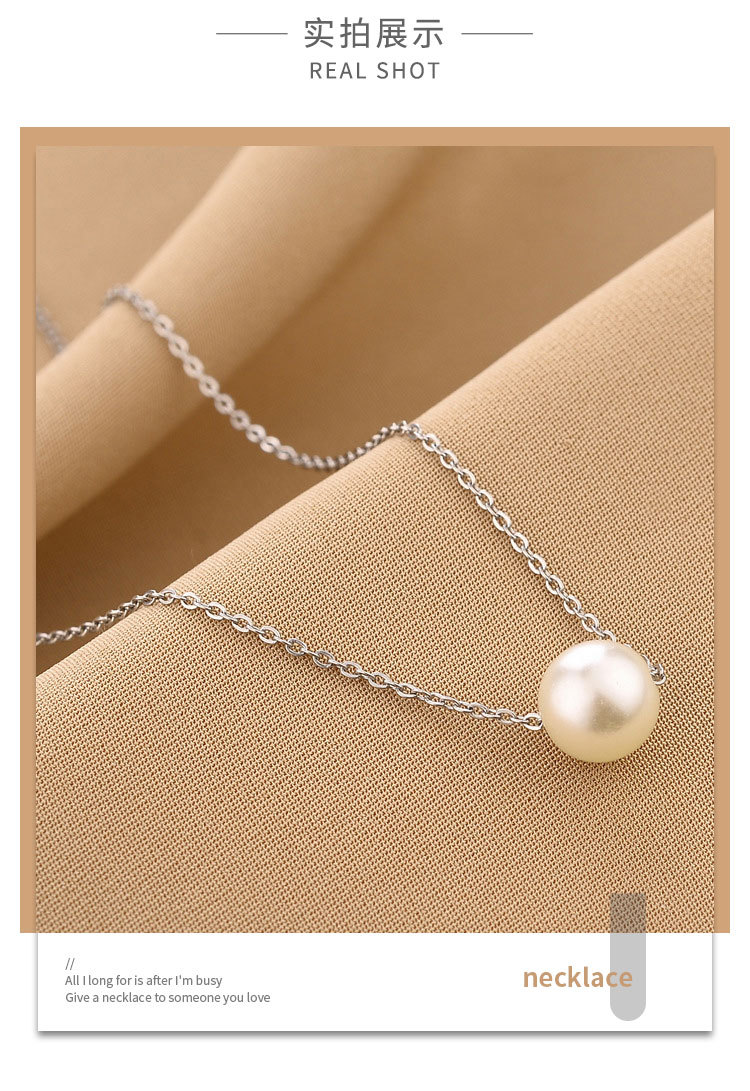 Simple Style Geometric Titanium Steel Plating Artificial Pearls Necklace