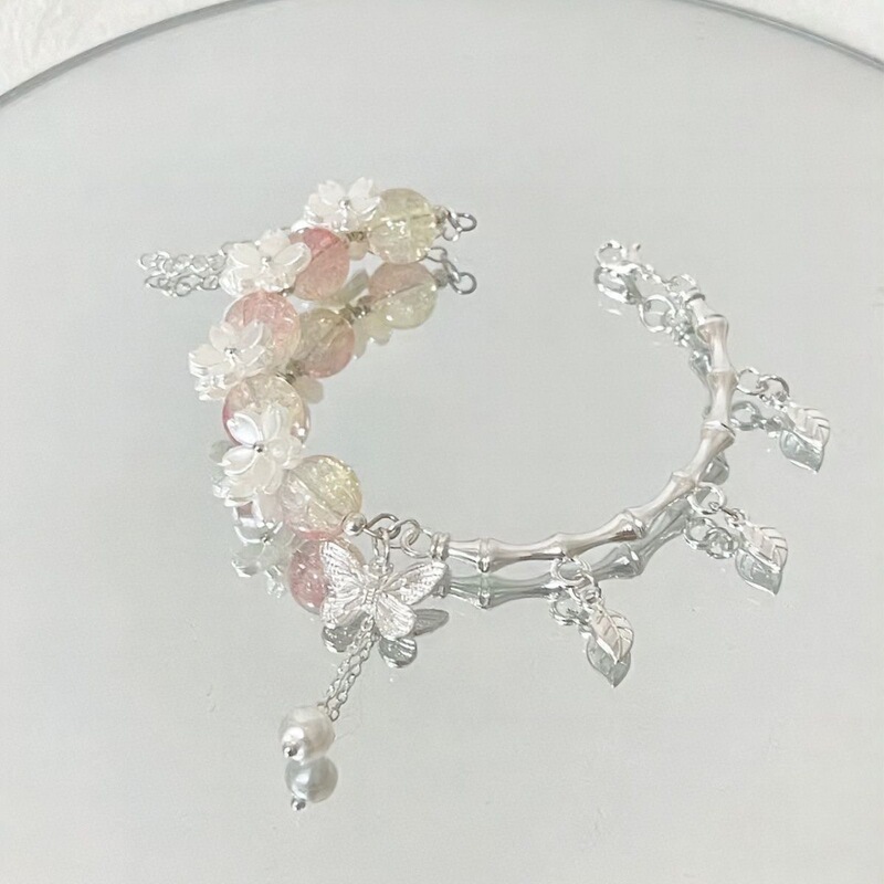Cherry Blossom Season Impression Niche Design Advanced Bracelet Women's Best Friend Bracelet Couple Chinese Ins Style High Beauty Value Gift