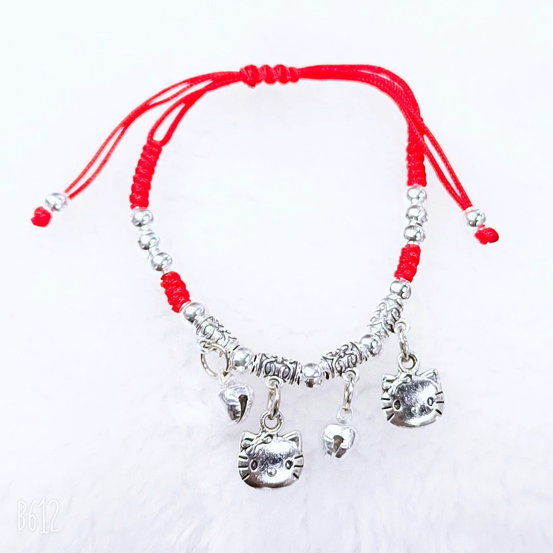 Woven Red Rope Bracelet, Miao/Tibetan Silver Alloy Charms, Ankle & Wrist, Multiple Styles