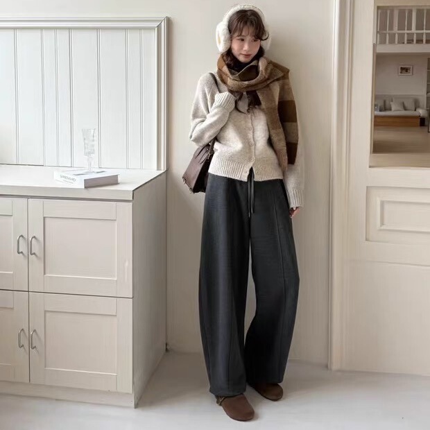 26 Spring Style Starfruit Pants, Convertible with Cuff, High Waist Wool Wide-Leg Pants for Women, Loose Fit, Versatile, Slimming, Casual Pants 26 Spring Style Starfruit Pants, Convertible with Cuff, High Waist Wool Wide-Leg Pants for Women, Loose Fit, Versatile, Slimming, Casual Pants