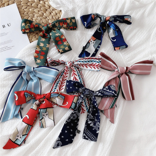 New spring and autumn thin long silk scarf women's fashion small scarf with jeans belt binding ribbon ribbon