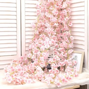 Simulation cherry blossom vine -strip plastic fake flower and vine water pipes wrap the indoor air -conditioning pipe tube flower and vine decoration to cover the beautification