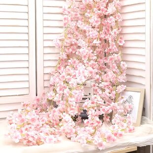 Simulation cherry blossom vine -strip plastic fake flower and vine water pipes wrap the indoor air -conditioning pipe tube flower and vine decoration to cover the beautification