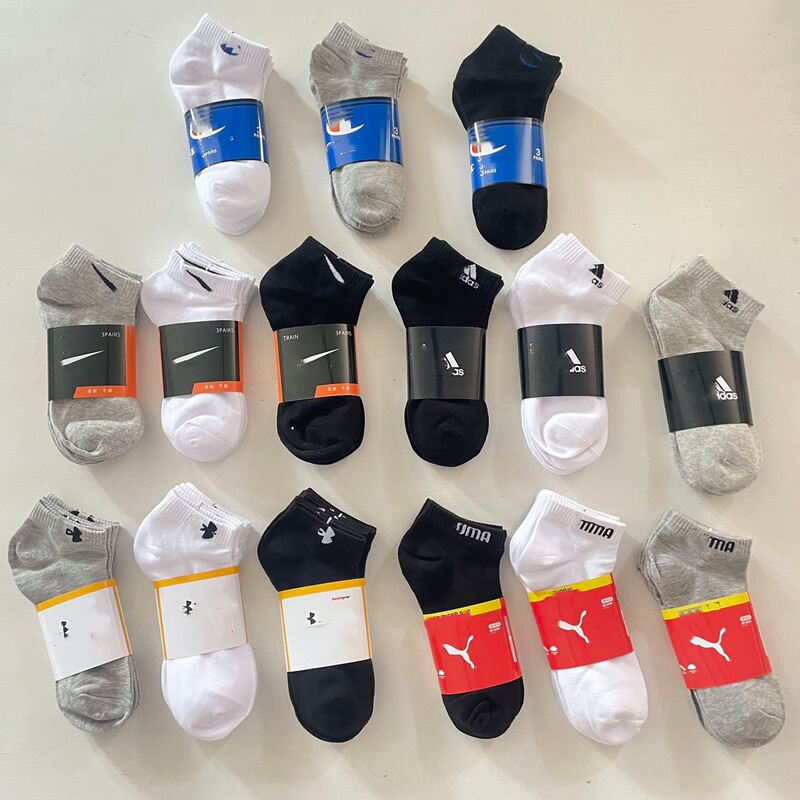 Suvan Next Socks, Four Seasons, One Card with 3 Pairs, Solid Color Black, White, Gray, Unisex Short Socks, Ankle Socks, Wholesale