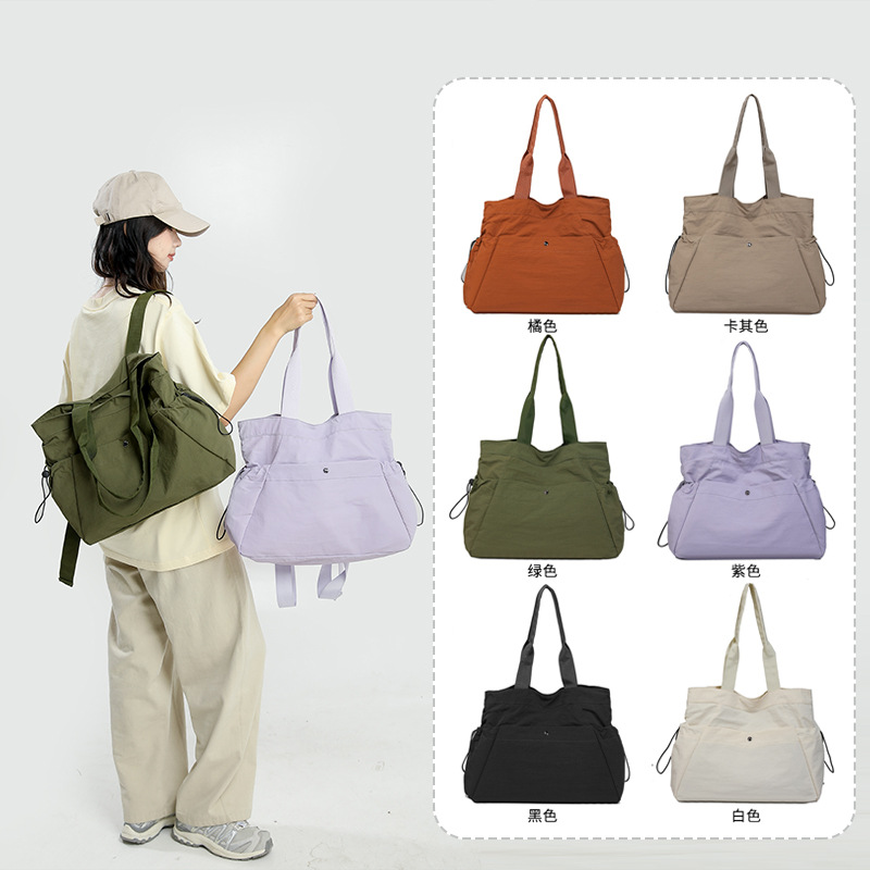 Sports capacious nylon handheld one-shoulder bag for gym, Japanese and Korean