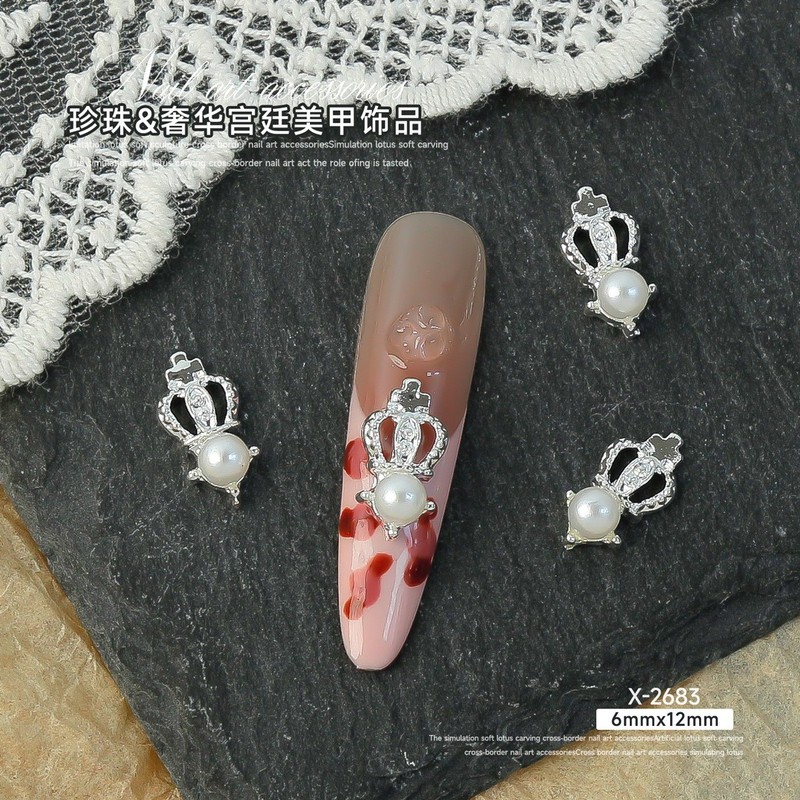 バロックスタームーンパールネイルアートジュエリー苗少女タッセル合金立体象嵌パールネイルアクセサリーチェーン|undefined