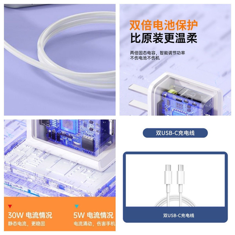 Apple iPad pro 高速充電タブレット 30W 充電器ヘッド Air5 専用 MINI6 データケーブル デュアル Typec に適しています。|undefined