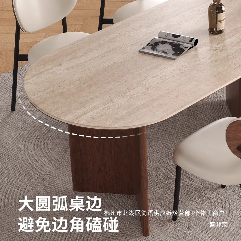 Fábrica directa retro francesa madera sólida De Lifeng tabla de roca mesa de comedor combinación de diseño oval simple medieval