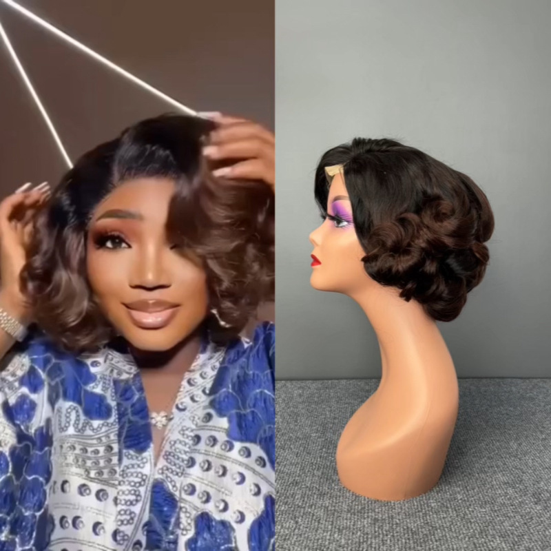 Real Human Hair Full Wig, Lace Short Hair Wig, Export Wig, Xuchang Human Hair Wig, Lace Wig