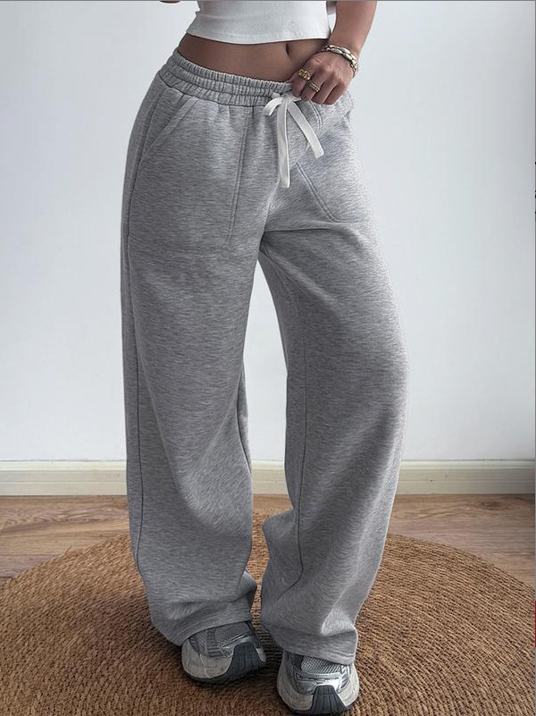 Pantalones casuales estadounidenses transfronterizos otoño y invierno más tercife para hombres y mujeres personalidad suelta callejera caliente pulgar cuerdas rectas pantalones largos de piernas anchas