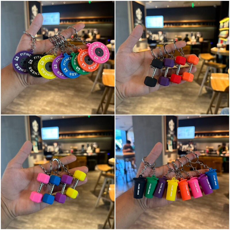 Mini New Large Barbell Fitness Peripheral Sports Keychain Accessories Miu Series Bag Hanging Accessories Hanging Ornaments